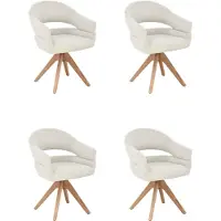 Furnihaus Flicka - Draaiare - Eetkamerstoelen met armleuning - Set van 4 - Beige - Eiken