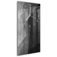 Tulup Wandklok - Patroon Gekleurde Glazen Klok - 30x60 cm - Zwart Glazen Klok Met Print - Witte Handen - Rechthoekige Wandklok - Decoratieve Glazen Klok - Glazen Wandklok Design