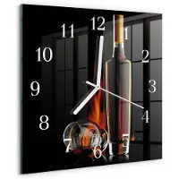 Drukarnia Piga Wandklok - Alcohol Moderne Glazen Wandklok - 30x30 cm - Zwart Wandklok Glas Met Motief - Witte Handen - Vierkante Wandklok - Klok Glas Met Opdruk - Moderne Wandklok Glas