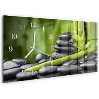 Tulup Wandklok - Zen-stenen Moderne Glazen Wandklok - 60x30 cm - Groente Wandklok Glas Met Motief - Witte Handen - Rechthoekige Wandklok - Klok Glas Met Opdruk - Moderne Wandklok Glas