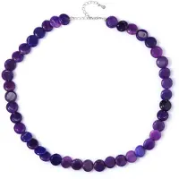 Cavill - Verstelbare Zilveren Halsketting - 925 Sterling Zilver - Paarse Kwarts 196,5 ct - Elegante Ketting met Edelsteen Beads