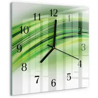Drukarnia Piga Wandklok - Abstracte kunst Moderne Wandklok Glas - 30x30 cm - Groente Wandklok Glas Decoratie - Zwarte Handen - Vierkante Wandklok - Wandklok Glas Decoratie - Gekleurde Glazen Klok