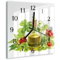 Drukarnia Piga Wandklok - Basilicumolie Klok Glas Met Opdruk - 30x30 cm - Veelkleurig Moderne Wandklok Glas - Zwarte Handen - Vierkante Wandklok - Klok Glas Met Opdruk - Moderne Wandklok Glas