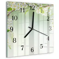 Drukarnia Piga Wandklok - Lente Moderne Wandklok Glas - 30x30 cm - Groente Wandklok Glas Decoratie - Zwarte Handen - Vierkante Wandklok - Wandklok Glas Met Motief - Decoratieve Glazen Klok