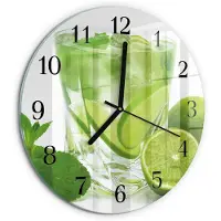 Tulup Wandklok - Calciumcarbonaat Moderne Glazen Wandklok - 30fi cm - Groente Wandklok Glas Met Motief - Zwarte Handen - Ronde Wandklok - Klok Glas Met Opdruk - Moderne Wandklok Glas