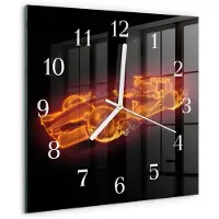 Drukarnia Piga Wandklok - Rommel Klok Glas Met Opdruk - 30x30 cm - Oranje Moderne Wandklok Glas - Witte Handen - Vierkante Wandklok - Glazen Wandklok Design - Klok Glas Met Opdruk