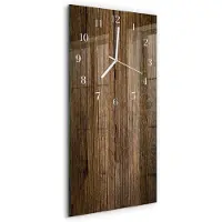 Tulup Wandklok - Hout Wandklok Glas Met Motief - 30x60 cm - Bruin Decoratieve Glazen Klok - Witte Handen - Rechthoekige Wandklok - Decoratieve Glazen Klok - Glazen Wandklok Design