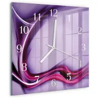 Drukarnia Piga Wandklok - Abstractie Moderne Glazen Wandklok - 30x30 cm - Paars Wandklok Glas Met Motief - Witte Handen - Vierkante Wandklok - Wandklok Glas Met Motief - Decoratieve Glazen Klok