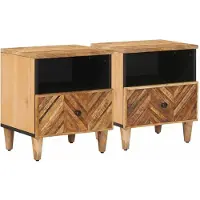 vidaXL Nachtkastje 2 st Bruin 50 x 33 x 60 cm Massief Mango Hout