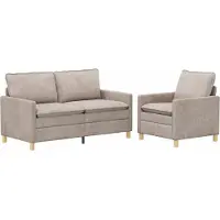 vidaXL Bankstel 2 st Beige Polyester