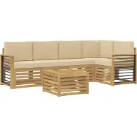 vidaXL Buiten bank set 6 st Wit en Beige Polyester