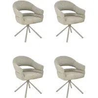 Furnihaus Flicka - Eetkamerstoelen met armleuning - Set van 4 - Taupe / Beige - Draaibaar