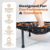 Nicole Fitness trampoline met T-bar – Bungee Rebounder 40 inch (101,6 cm) – Stil & Schokabsorberend – Opvouwbaar – Indoor Mini Trampoline voor Volwassenen en Kinderen – 180 kg draagvermogen – Zwart