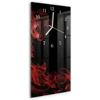 Tulup Wandklok - Vuur Decoratieve Glazen Klok - 30x60 cm - Veelkleurig Glazen Wandklok Design - Witte Handen - Rechthoekige Wandklok - Decoratieve Glazen Klok - Glazen Wandklok Design