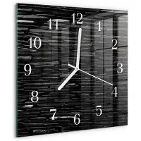 Drukarnia Piga Wandklok - Stenen Klok Glas Met Opdruk - 30x30 cm - Zwart Moderne Wandklok Glas - Witte Handen - Vierkante Wandklok - Wandklok Glas Decoratie - Gekleurde Glazen Klok