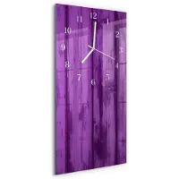 Tulup Wandklok - Hout Moderne Glazen Wandklok - 30x60 cm - Paars Wandklok Glas Met Motief - Witte Handen - Rechthoekige Wandklok - Gekleurde Glazen Klok - Glazen Klok Met Print