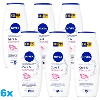 Nivea Care & Diamond Douchegel – 6 x 750 ml – 2-in-1 Shower & Bath – Hydraterend & Verzorgend