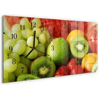 Tulup Wandklok - Fruit Glazen Wandklok Design - 60x30 cm - Groente Klok Glas Met Opdruk - Zwarte Handen - Rechthoekige Wandklok - Decoratieve Glazen Klok - Glazen Wandklok Design
