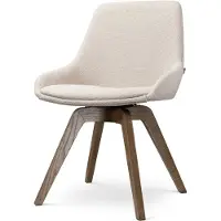 Nolon Noor-Isa draaibare Eetkamerstoel beige - walnoot houten onderstel - japandi - stijlvol - stoffen zitting