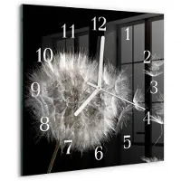 Drukarnia Piga Wandklok - Paardebloem Moderne Wandklok Glas - 30x30 cm - Wit Wandklok Glas Decoratie - Witte Handen - Vierkante Wandklok - Wandklok Glas Decoratie - Gekleurde Glazen Klok