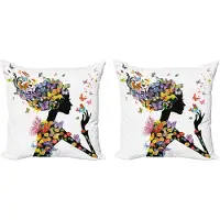 Abakuhaus Rozen Decoratieve Kussenhoes, Set van 2, Modern Accent Dubbelzijdige Digitale Print, 50x50 cm, Multicolor