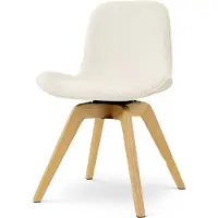 Nolon Noor-Fé draaibare Eetkamerstoel rib beige - houten onderstel - japandi stijl - houten poten - zachte zitting