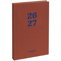 Brepols agenda 2026-2027 - Student RAINBOW - Schoolagenda - 1 week op 2 pagina's - Linnen omslag - Weekoverzicht - Bruin - 9 x 16 cm
