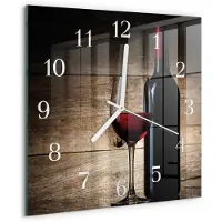 Drukarnia Piga Wandklok - Wijn Klok Glas Met Opdruk - 30x30 cm - Rood Moderne Wandklok Glas - Witte Handen - Vierkante Wandklok - Gekleurde Glazen Klok - Glazen Klok Met Print