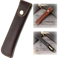 VHV -Etui - Pennenzak - Pennenhoes - Leren etui - PU-leer - Met drukknoop - Retro design - Voor school, kantoor en zakelijk gebruik - Koffie