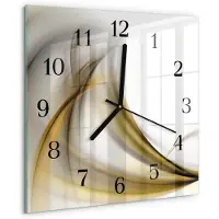 Drukarnia Piga Wandklok - Abstracte lijnen Moderne Glazen Wandklok - 30x30 cm - Geel Wandklok Glas Met Motief - Zwarte Handen - Vierkante Wandklok - Klok Glas Met Opdruk - Moderne Wandklok Glas