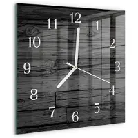 Drukarnia Piga Wandklok - Hout Moderne Wandklok Glas - 30x30 cm - Zwart Wandklok Glas Decoratie - Witte Handen - Vierkante Wandklok - Glazen Wandklok Design - Klok Glas Met Opdruk