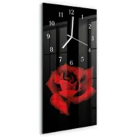 Tulup Wandklok - Roos Gekleurde Glazen Klok - 30x60 cm - Rood Glazen Klok Met Print - Witte Handen - Rechthoekige Wandklok - Moderne Wandklok Glas - Wandklok Glas Decoratie