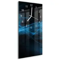 Tulup Wandklok - Abstractie Glazen Klok Met Print - 30x60 cm - Blauw Moderne Glazen Wandklok - Witte Handen - Rechthoekige Wandklok - Glazen Klok Met Print - Wandklok Glas Met Motief