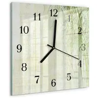 Drukarnia Piga Wandklok - Bamboeplant Wandklok Glas Decoratie - 30x30 cm - Groente Gekleurde Glazen Klok - Zwarte Handen - Vierkante Wandklok - Gekleurde Glazen Klok - Glazen Klok Met Print