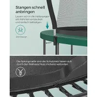 Nicole Veerloze Trampoline 305 cm (244/305/366 cm) met Veiligheidsnet en Elastische Touwen – Kinder Trampoline voor Buiten – Geluidsarme Tuintrampoline met Glasvezel Stangen en Ritssluiting – Jungle Groen