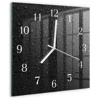 Drukarnia Piga Wandklok - Waterdruppels Gekleurde Glazen Klok - 30x30 cm - Zwart Glazen Klok Met Print - Witte Handen - Vierkante Wandklok - Glazen Wandklok Design - Klok Glas Met Opdruk