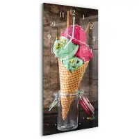 Tulup Wandklok - Ijs Wandklok Glas Decoratie - 30x60 cm - Veelkleurig Gekleurde Glazen Klok - Witte Handen - Rechthoekige Wandklok - Decoratieve Glazen Klok - Glazen Wandklok Design