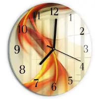Tulup Wandklok - Abstractie Moderne Glazen Wandklok - 30fi cm - Veelkleurig Wandklok Glas Met Motief - Zwarte Handen - Ronde Wandklok - Glazen Wandklok Design - Klok Glas Met Opdruk