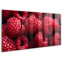 Tulup Wandklok - Frambozen Wandklok Glas Met Motief - 60x30 cm - Rood Decoratieve Glazen Klok - Zwarte Handen - Rechthoekige Wandklok - Moderne Wandklok Glas - Wandklok Glas Decoratie
