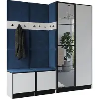 Nicole Halmeubel met Zitbank en Schoenenkast 211x205x39 cm - Moderne Garderobekast met Kapstok, Haken en Opbergruimte - Artisan Eiken