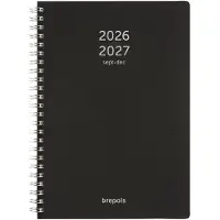 Brepols agenda 2026-2027 - Weekly Notes POLYPROP - Schoolagenda - 16 maanden - 1 week 1 pagina - Wire-O - Week & notes - Zwart - 14.8 x 21 cm