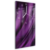 Tulup Wandklok - Abstractie Klok Glas Met Opdruk - 30x60 cm - Paars Moderne Wandklok Glas - Witte Handen - Rechthoekige Wandklok - Decoratieve Glazen Klok - Glazen Wandklok Design