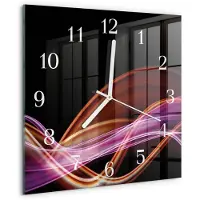 Drukarnia Piga Wandklok - Abstracte kunst Wandklok Glas Decoratie - 30x30 cm - Paars Gekleurde Glazen Klok - Witte Handen - Vierkante Wandklok - Moderne Wandklok Glas - Wandklok Glas Decoratie