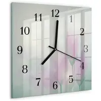 Drukarnia Piga Wandklok - Bloemen Decoratieve Glazen Klok - 30x30 cm - Roze Glazen Wandklok Design - Zwarte Handen - Vierkante Wandklok - Decoratieve Glazen Klok - Glazen Wandklok Design