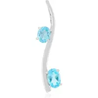 Cavill - 925 Sterling Zilver Palladium - Blauwe Apatiet 0,689 ct Ovaal - Duurzame Hanger uit Madagaskar - Elegante Ovale Edelsteen - Sieraad