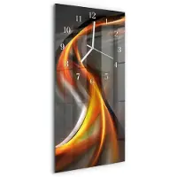 Tulup Wandklok - Abstractie Wandklok Glas Decoratie - 30x60 cm - Veelkleurig Gekleurde Glazen Klok - Witte Handen - Rechthoekige Wandklok - Wandklok Glas Decoratie - Gekleurde Glazen Klok