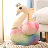 Double Horse Rainbow Crown Noble Swan - Tie Dye Pluche Pop - Woondecoratie Pop 40CM Groen