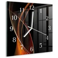 Drukarnia Piga Wandklok - Abstracte lijnen Glazen Klok Met Print - 30x30 cm - Oranje Moderne Glazen Wandklok - Witte Handen - Vierkante Wandklok - Decoratieve Glazen Klok - Glazen Wandklok Design
