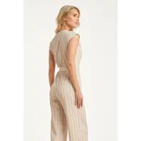 Smashed Lemon Gestreepte jumpsuit met ingeweven structuur |