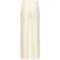 Smashed Lemon Crème wide leg broek met subtiele glans en crinkle structuur |